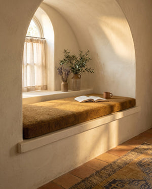 Custom Boucle Window Seat Cushion with Foam, Made-to-Measure Bench Seat Pad, Bay Window Banquette Cushion, Reading Nook 