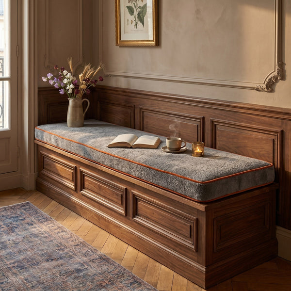 Custom Boucle Window Seat Cushion with Foam, Made-to-Measure Bench Seat Pad, Bay Window Banquette Cushion, Reading Nook 