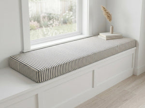 Custom Striped Window Seat Cushion with Foam, Made-to-Measure Bench Seat Pad, Bay Window Banquette Cushion, Reading Nook