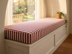 Custom Striped Window Seat Cushion with Foam, Made-to-Measure Bench Seat Pad, Bay Window Banquette Cushion, Reading Nook