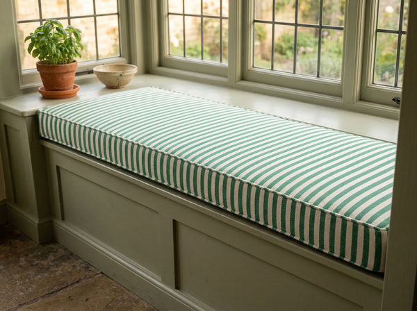 Custom Striped Window Seat Cushion with Foam, Made-to-Measure Bench Seat Pad, Bay Window Banquette Cushion, Reading Nook