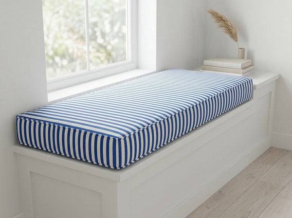 Custom Striped Window Seat Cushion with Foam, Made-to-Measure Bench Seat Pad, Bay Window Banquette Cushion, Reading Nook