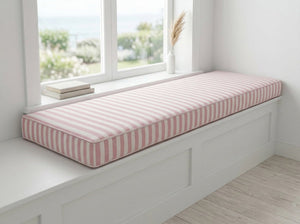 Custom Striped Window Seat Cushion with Foam, Made-to-Measure Bench Seat Pad, Bay Window Banquette Cushion, Reading Nook