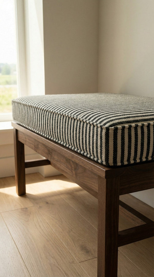 Custom Striped Bench Cushion with Foam – Ticking Stripe