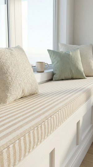 Custom Striped Bench Cushion with Foam, Made-to-Measure Window Seat Cushion, Ticking Stripe Banquette Seat Pad, Reading 