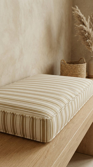 Custom Striped Bench Cushion with Foam, Made-to-Measure Window Seat Cushion, Ticking Stripe Banquette Seat Pad, Reading 