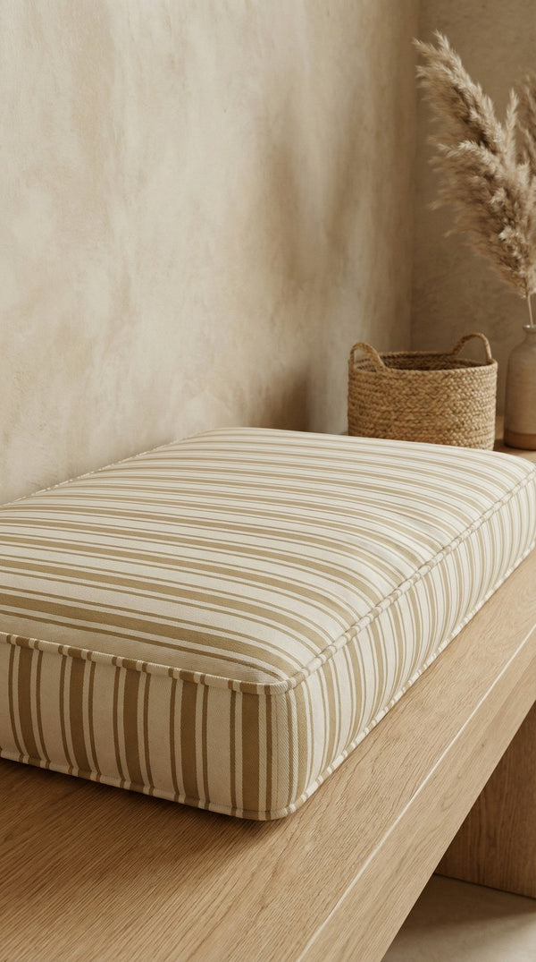Custom Striped Bench Cushion with Foam, Made-to-Measure Window Seat Cushion, Ticking Stripe Banquette Seat Pad, Reading 