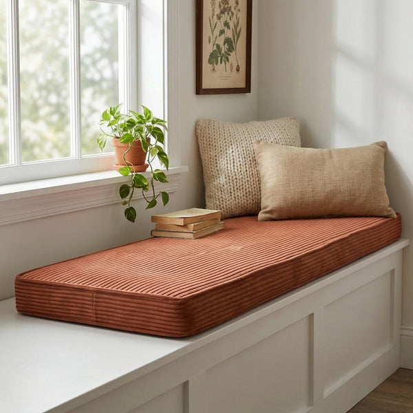 Custom Corduroy Window Seat Cushion – Wide-Wale Ribbed