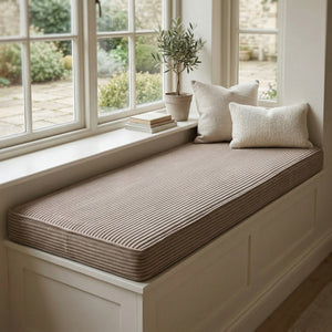 Custom Corduroy Window Seat Cushion with Foam, Made-to-Measure Bench Cushion, Wide-Wale Ribbed Bay Window Seat Pad, Stor