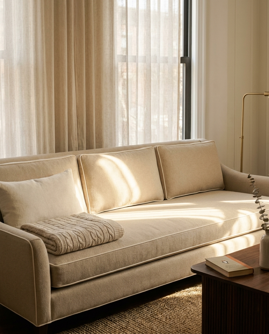 Custom sofa & couch cushions, hand-stitched.