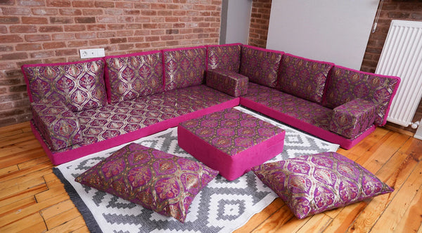 Pink Arabic Diwan Sofa Set – Moroccan Floor Seating