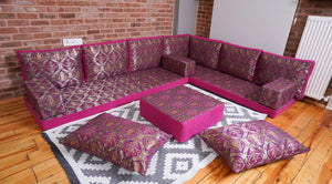 Premium L Shaped Pink Arabic Sofa Set, Floor Cushions, Arabic Seating Floor Sofa, Backrest Pillow, Moroccan Sofas, Arabic Majlis - Arabic Sofa