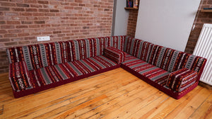 Premium L Shaped Red Arabic Sofa Set, Floor Cushions, Arabic Seating Floor Sofa, Backrest Pillow, Moroccan Sofas, Arabic Majlis, Indoor Sofa, Living Roorm Sofas - Arabic Sofa