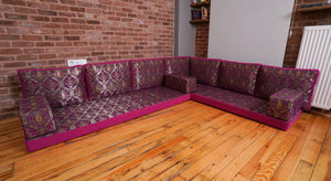 Premium L Shaped Pink Arabic Sofa Set, Floor Cushions, Arabic Seating Floor Sofa, Backrest Pillow, Moroccan Sofas, Arabic Majlis - Arabic Sofa