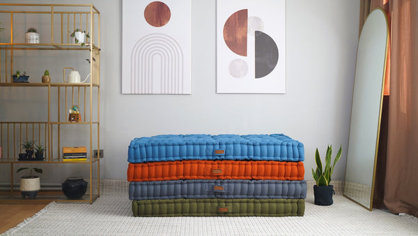 Tufted Linen Floor Cushion French 3