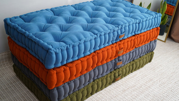Tufted Linen Floor Cushion French 5