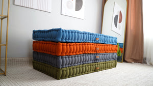 Tufted Linen Floor Cushion French 6