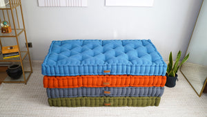 Tufted Linen Floor Cushion French 4