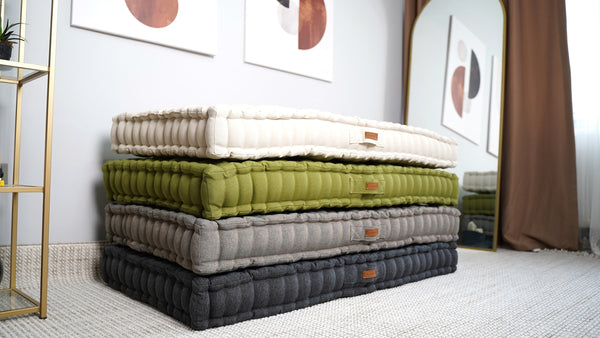 Linen Tufted Floor Cushion: Japanese Boho Seating