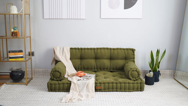 Khaki Tufted Floor Cushion 5