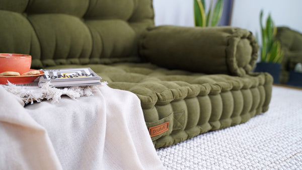 Khaki Tufted Floor Cushion 6