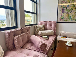 Pink Velvet Floor Cushion 1
