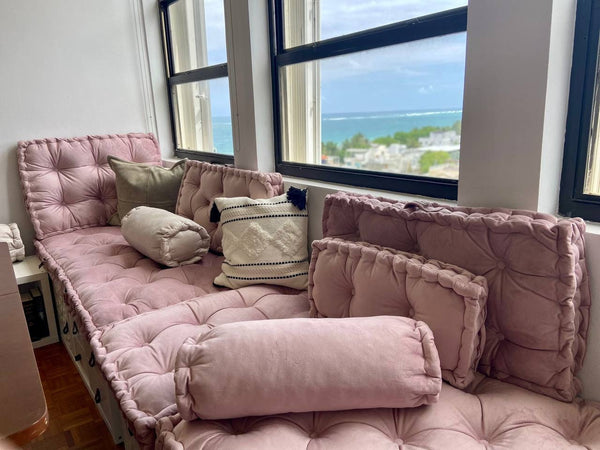 Pink Velvet Floor Cushion 3