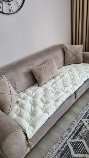 Linen Quilted Sofa Topper 1