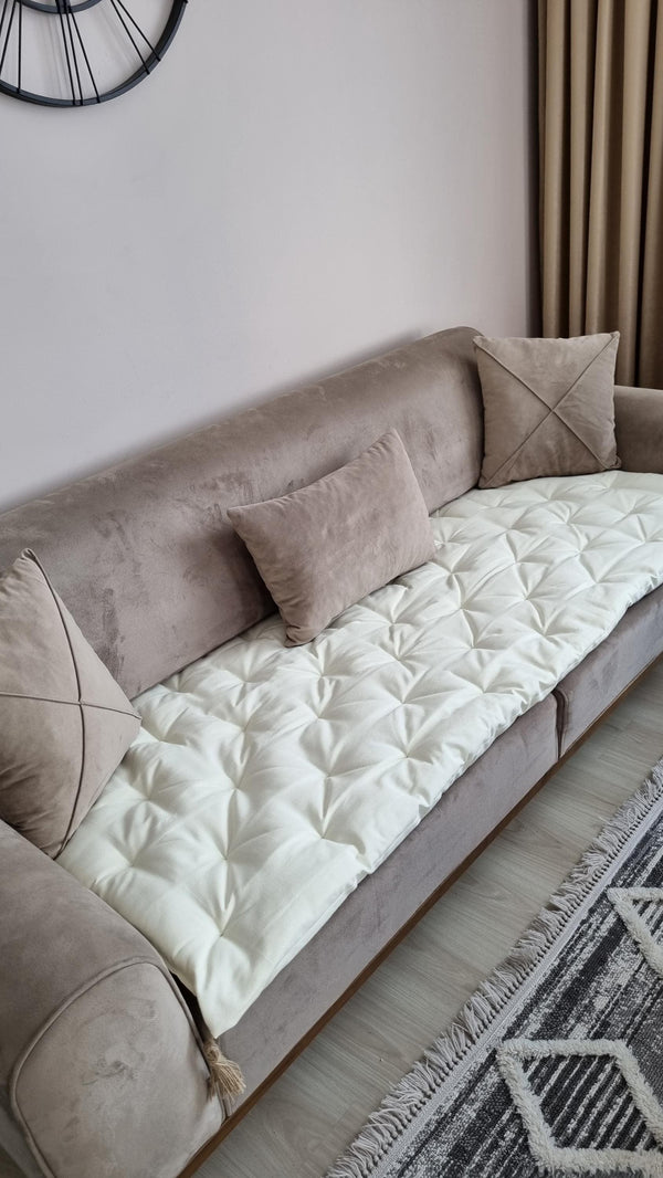 Linen Quilted Sofa Topper 1