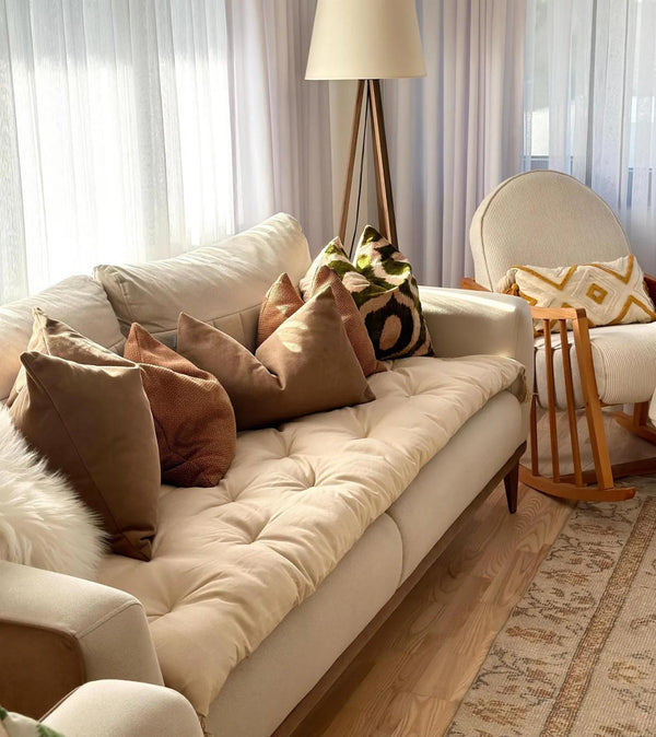 Linen Quilted Sofa Topper 8