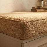 Close-up of a camel textured cushion corner