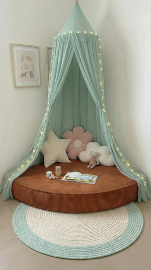 Custom Corner Floor Cushion, Made-to-Measure Corduroy Reading Nook Mat, Quarter Round Kids Play Cushion, Canopy Corner D