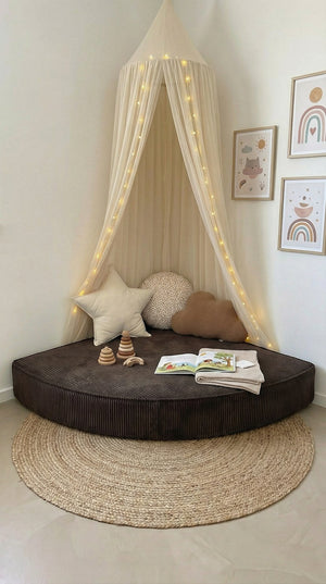 Custom Corner Floor Cushion, Made-to-Measure Corduroy Reading Nook Mat, Quarter Round Kids Play Cushion, Canopy Corner D
