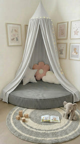 Custom Corner Floor Cushion, Made-to-Measure Corduroy Reading Nook Mat, Quarter Round Kids Play Cushion, Canopy Corner D