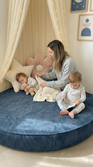 Custom Corner Floor Cushion, Made-to-Measure Corduroy Reading Nook Mat, Quarter Round Kids Play Cushion, Canopy Corner D