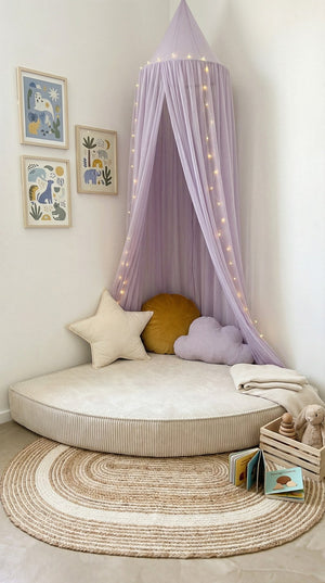 Custom Corner Floor Cushion, Made-to-Measure Corduroy Reading Nook Mat, Quarter Round Kids Play Cushion, Canopy Corner D