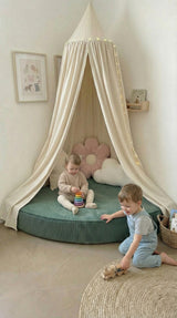 Custom Corner Floor Cushion, Made-to-Measure Corduroy Reading Nook Mat, Quarter Round Kids Play Cushion, Canopy Corner D