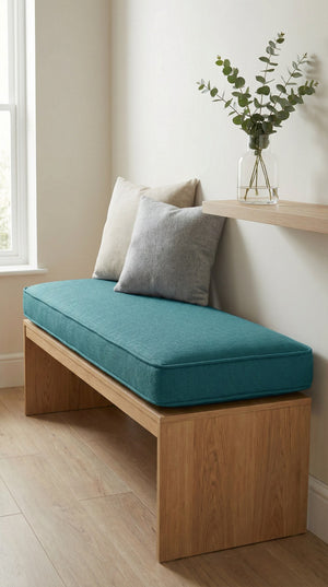 Custom Window Seat Cushion with Piping, Made-to-Measure Bench Seat Pad, Boxed Banquette Booth Cushion, Reading Nook Wind