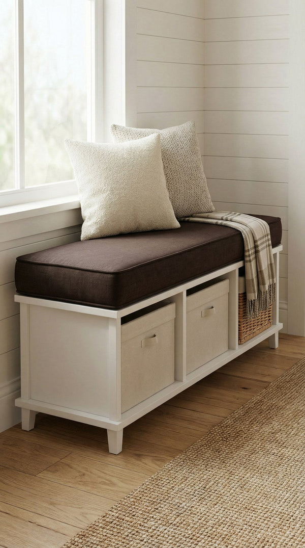 Custom Window Seat Cushion with Piping, Made-to-Measure Bench Seat Pad, Boxed Banquette Booth Cushion, Reading Nook Wind