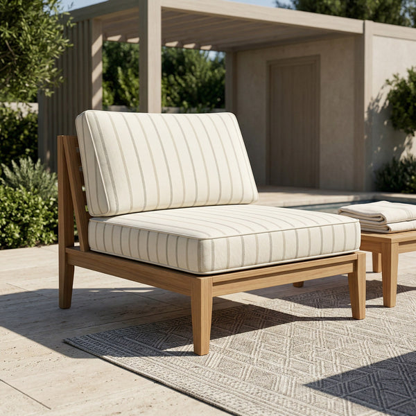 Custom Outdoor Seat Cushion, Made-to-Measure Patio Bench Cushion, Waterproof Dining Chair Pad, Sunbrella-Style Stripe Se
