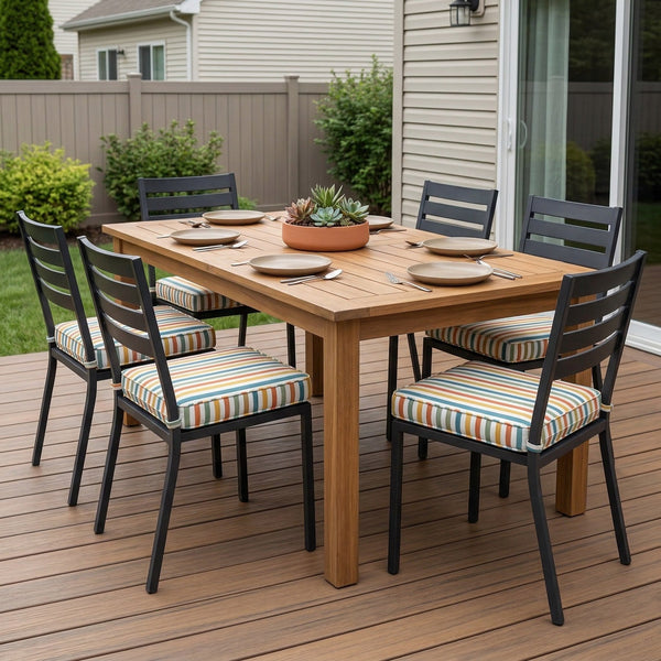 Custom Outdoor Seat Cushion, Made-to-Measure Patio Bench Cushion, Waterproof Dining Chair Pad, Sunbrella-Style Stripe Se