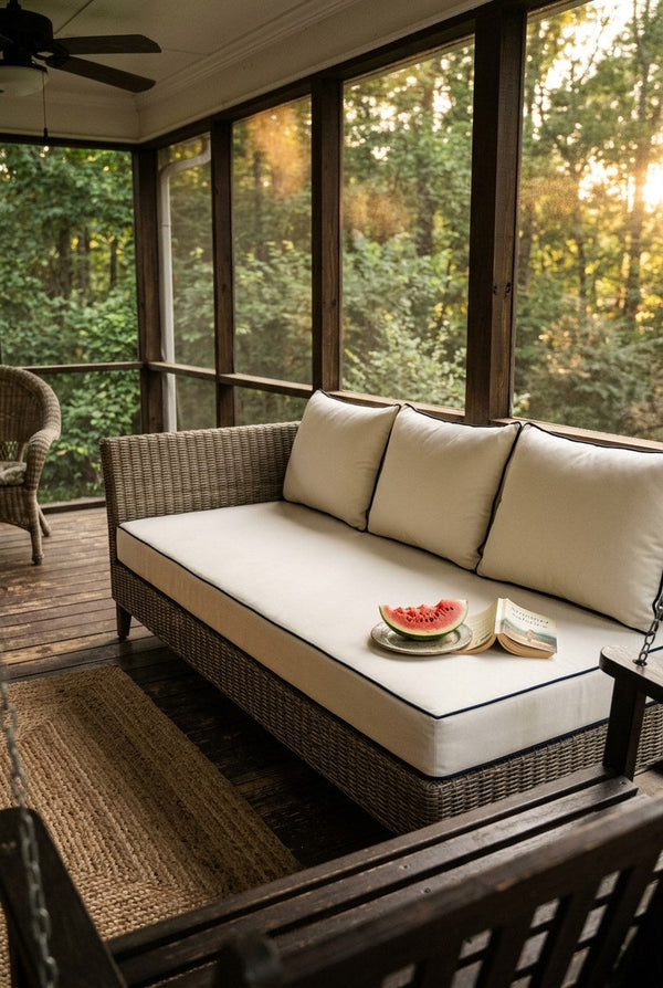 Custom Outdoor Seat Cushion, Made-to-Measure Patio Bench Cushion, Waterproof Dining Chair Pad, Sunbrella-Style Stripe Se