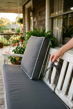 Custom Outdoor Seat Cushion, Made-to-Measure Patio Bench Cushion, Waterproof Dining Chair Pad, Sunbrella-Style Stripe Se