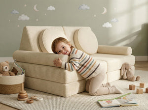 Custom Modular Kids Play Sofa, Corduroy Toddler Play Couch, Convertible Foam Floor Sofa for Playroom, Montessori Nursery