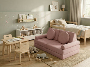 Custom Modular Kids Play Sofa, Corduroy Toddler Play Couch, Convertible Foam Floor Sofa for Playroom, Montessori Nursery