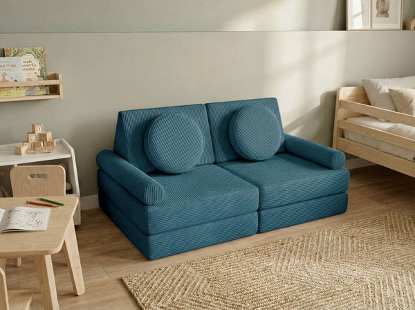 Custom Modular Kids Play Sofa, Corduroy Toddler Play Couch, Convertible Foam Floor Sofa for Playroom, Montessori Nursery