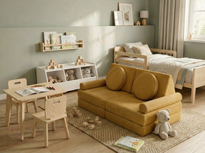 Custom Modular Kids Play Sofa, Corduroy Toddler Play Couch, Convertible Foam Floor Sofa for Playroom, Montessori Nursery