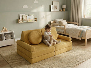 Custom Modular Kids Play Sofa, Corduroy Toddler Play Couch, Convertible Foam Floor Sofa for Playroom, Montessori Nursery