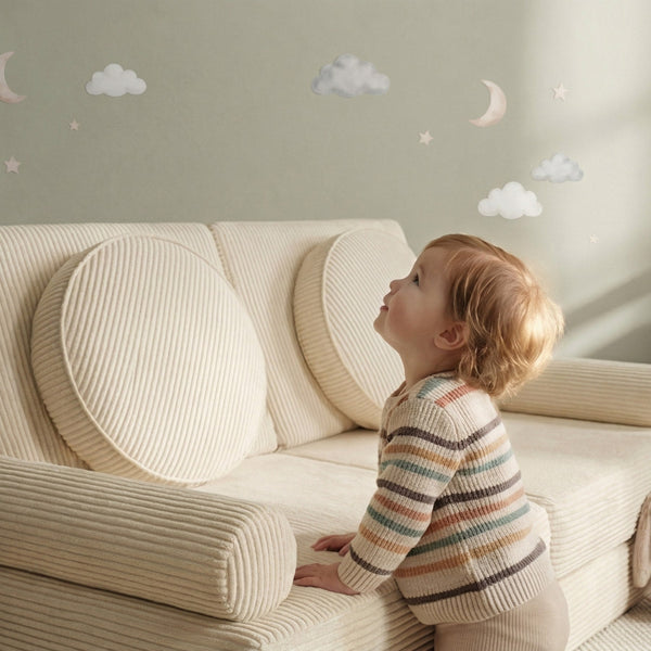Custom Modular Kids Play Sofa, Corduroy Toddler Play Couch, Convertible Foam Floor Sofa for Playroom, Montessori Nursery
