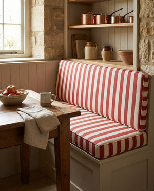 Custom Striped Window Seat Cushion, Made-to-Measure Bench Seat Pad, Kitchen Banquette Cushion, Bay Window Bench Pad, Tic